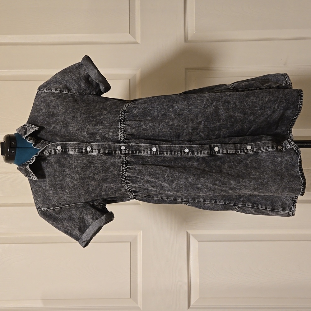 Dark Wash Jean Dress Collared Button Up